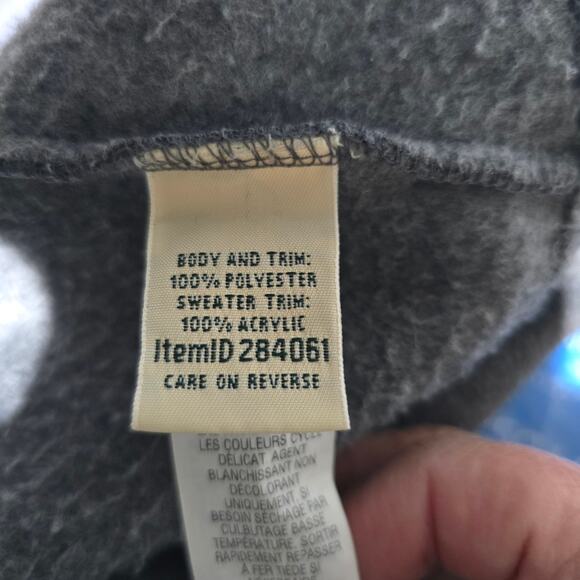 L.L.Bean Full Zip Jacket Women's XL Gray Nordic Snowflake Fair Isle Fleece READ - Picture 9 of 10